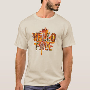 Hello Fall on Maple Leaf T-Shirt