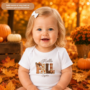 Hello Fall Personalised Patchwork Style Letters Baby Bodysuit