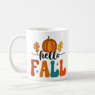 Hello Fall Pumpkin And Leaf Autumn Poster Coffee Mug