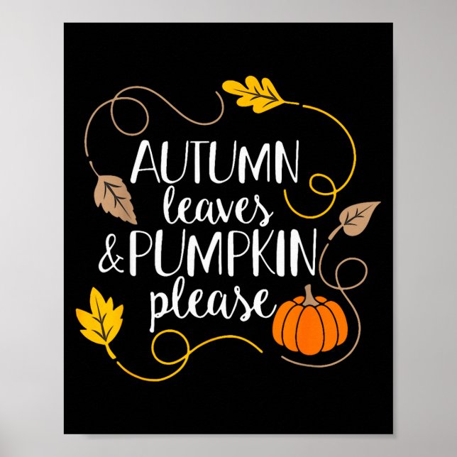 Hello Fall Pumpkin Autumn Leaves Pumpkin Please Fa Poster (Front)