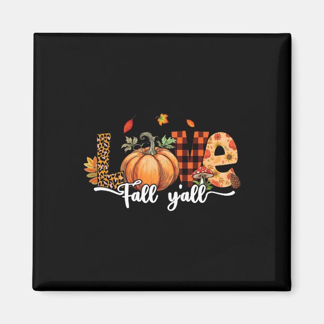 Hello Fall Pumpkin Love Fall Y'all Leopard Fall Th Magnet (Front)