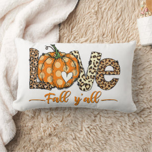 Hello Fall Pumpkin Love Fall Y'All Leopard Love Lumbar Cushion