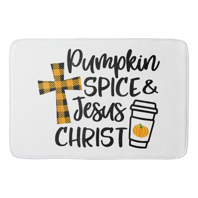 Hello Fall Pumpkin Spice & Jesus Christ Fall Chris Bath Mat (Front)