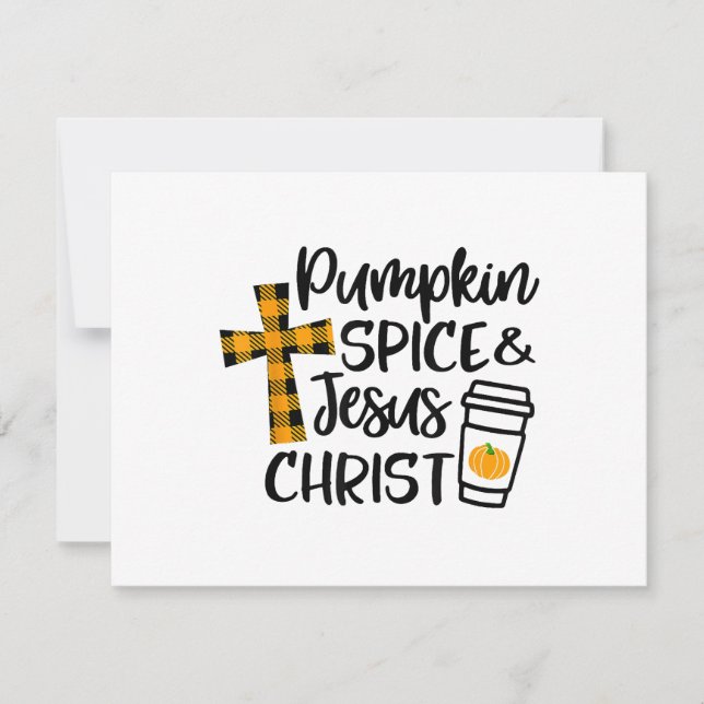 Hello Fall Pumpkin Spice & Jesus Christ Fall Chris RSVP Card (Front)