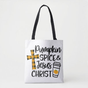 Hello Fall Pumpkin Spice & Jesus Christ Fall Chris Tote Bag