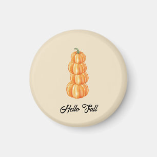 Hello Fall Pumpkin Stack Autumn Beige Magnet