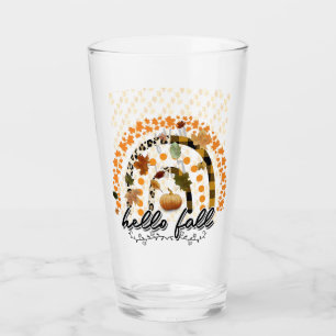 Hello Fall Pumpkin Trendy Glass