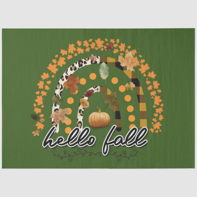 Hello Fall Pumpkin Trendy Tissue Paper (Front)