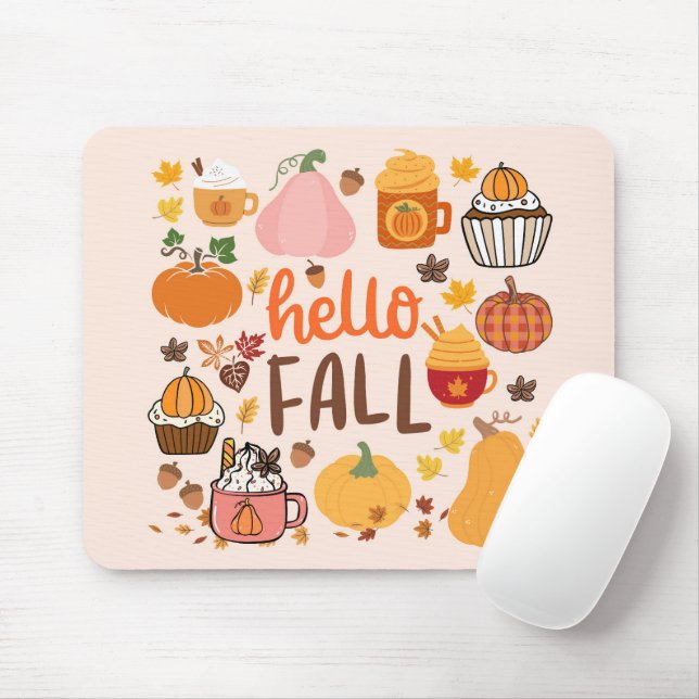 Hello Fall Pumpkins Mouse Pad (With Mouse)