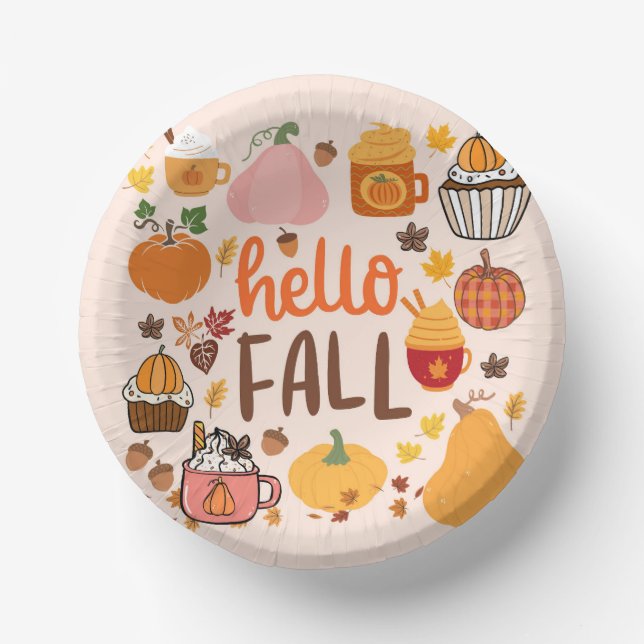   Hello Fall Pumpkins Paper Plate (Front)