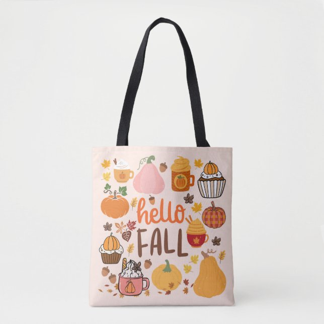 Hello Fall Pumpkins Tote Bag (Front)