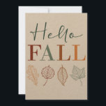 "Hello Fall" rustic modern colorful Leaves Holiday Card<br><div class="desc">"Hello Fall" elegant colorful typography on rustic Paper with modern outlined Leaves. The back decorated with more leaves and blank space for a handwritten note. A chic sophisticated Card to sent fall-themed, or thanksgiving messages to customers, clients, family, and friends. Please contact me if you wish further customization. You can...</div>