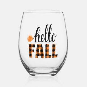 Hello Fall Stemless Wine Glass