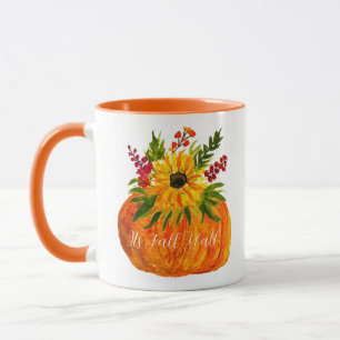 Hello Fall Sunflowers Pumpkin Autumn Rustic Mug