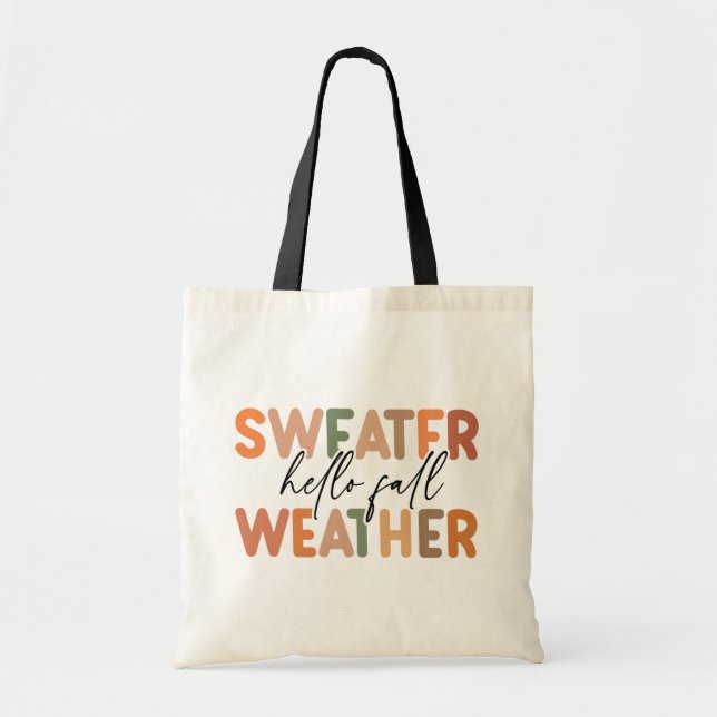 Hello Fall | Sweater Weather Tote Bag (Front)