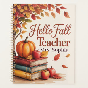 Hello Fall Teacher Watercolor Autumn Personalised Planner