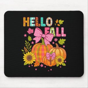 Hello Fall Thanksgiving Coquette Boho Floral Fall  Mouse Pad