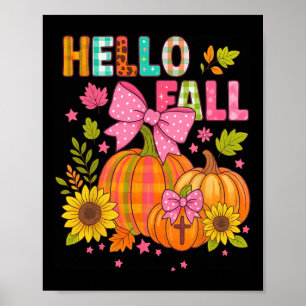 Hello Fall Thanksgiving Coquette Boho Floral Fall  Poster