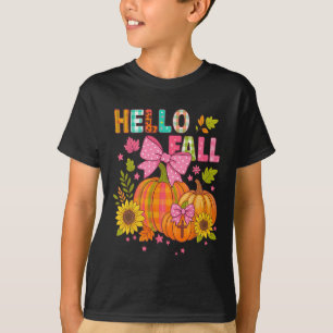 Hello Fall Thanksgiving Coquette Boho Floral Fall T-Shirt