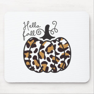 Hello Fall Theme Cheetah Pumpkin Leopard Women Tee Mouse Pad