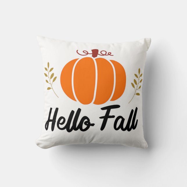 Hello Fall Throw Pillow (Front)