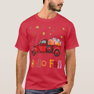 Hello Fall Truck Tee Happy Thanksgiving Day Novemb