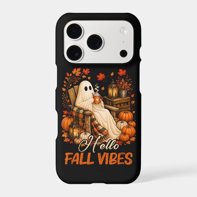 Hello Fall Vibes Ghost Cute Autumn Pumpkin (Back)