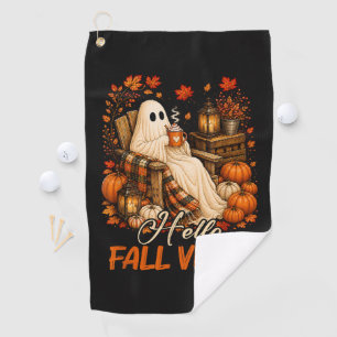 Hello Fall Vibes Ghost Cute Autumn Pumpkin Golf Towel