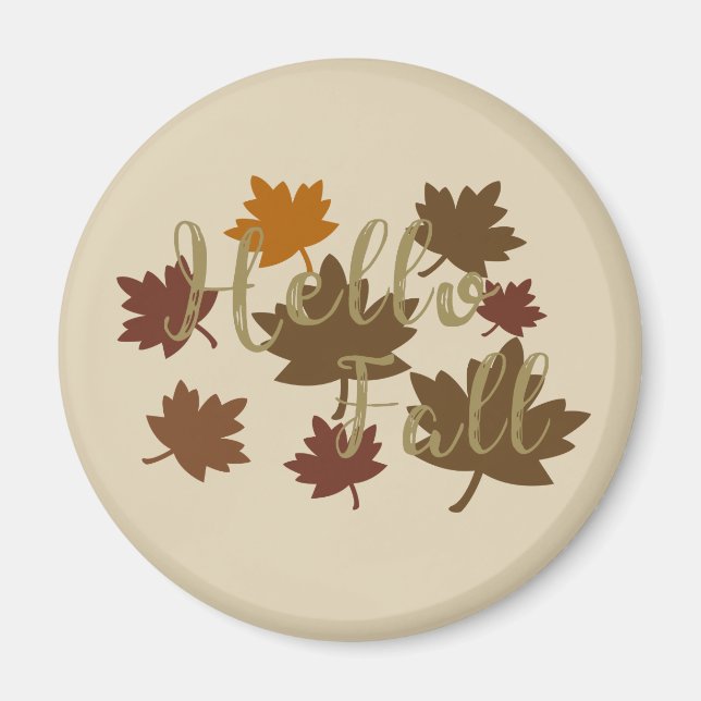 Hello Fall watercolor Autumn leaves Magnet (Front)