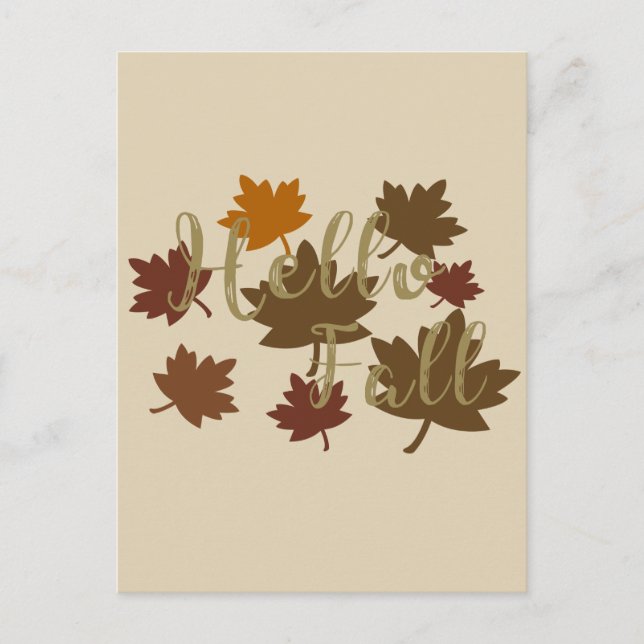 Hello Fall watercolor Autumn leaves october Postcard (Front)
