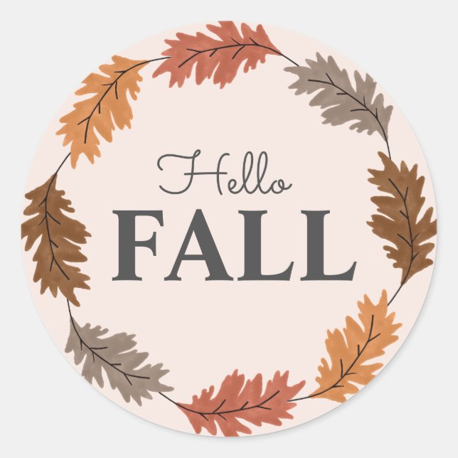 Hello Fall Watercolor Autumn Stickers (Front)