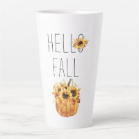 Hello Fall Watercolor Sunflowers And Pumpkin
