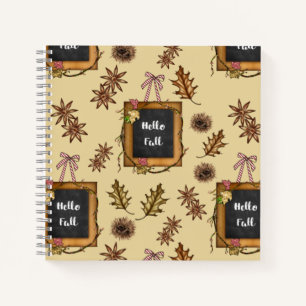 Hello Fall with Autumn Leaves Notebook