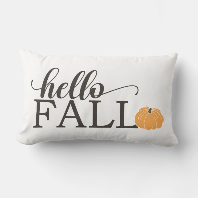 Hello Fall with Pumpkin Lumbar Cushion (Front)