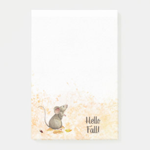Hello Fall Woodland Mouse Post-it Notes