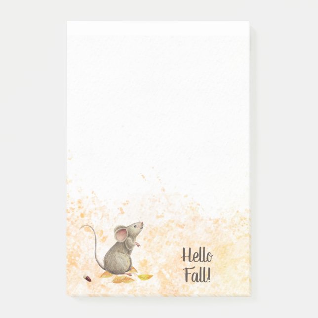 Hello Fall Woodland Mouse Post-it Notes (Front)