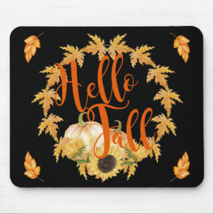 Hello Fall Wreath Graphic Mouse Pad
