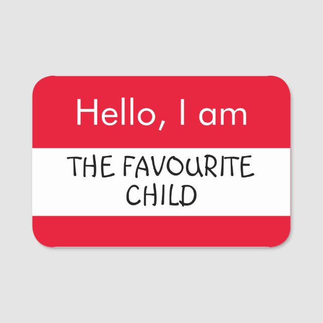 Hello... Favourite Child Name Tag (Front)