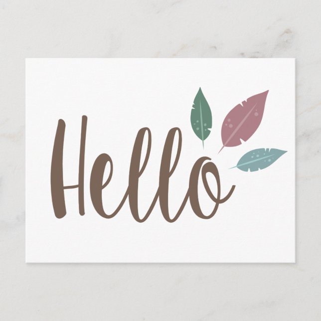 Hello feather sweet boho card (Front)