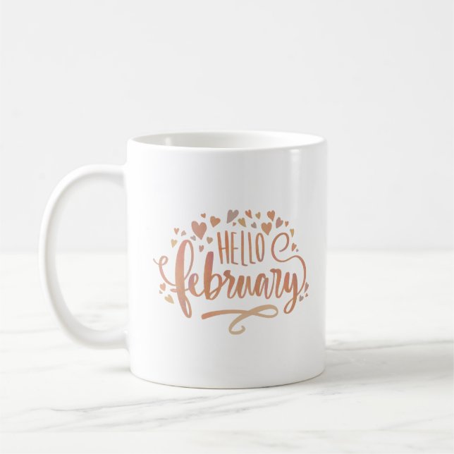 hello february coffee mug (Left)