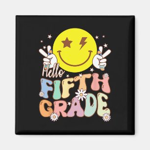 Hello Fifth Grade Hippie Smile Face 5th Grade Back Magnet