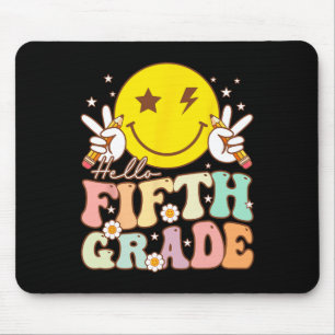 Hello Fifth Grade Hippie Smile Face 5th Grade Back Mouse Pad