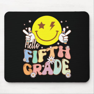 Hello Fifth Grade Hippie Smile Face 5th Grade Back Mouse Pad