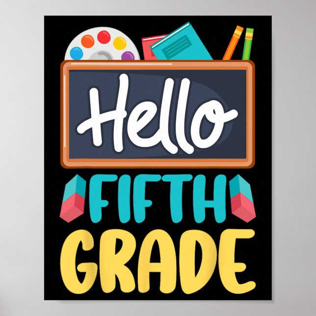 Hello Fifth Grade Teacher Students 5th Grade Back  Poster (Front)