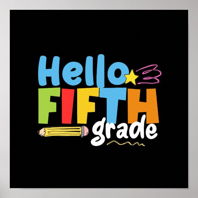 Hello Fifth Grade Team 5th Grade Vibes First Day Poster (Front)