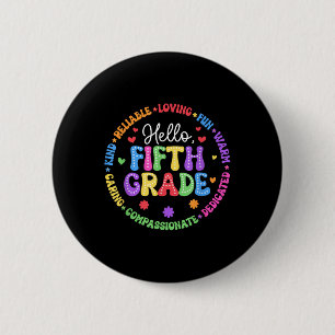 Hello Fifth Grade Team Groovy 5th Grade First Day  6 Cm Round Badge