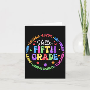 Hello Fifth Grade Team Groovy 5th Grade First Day  Card