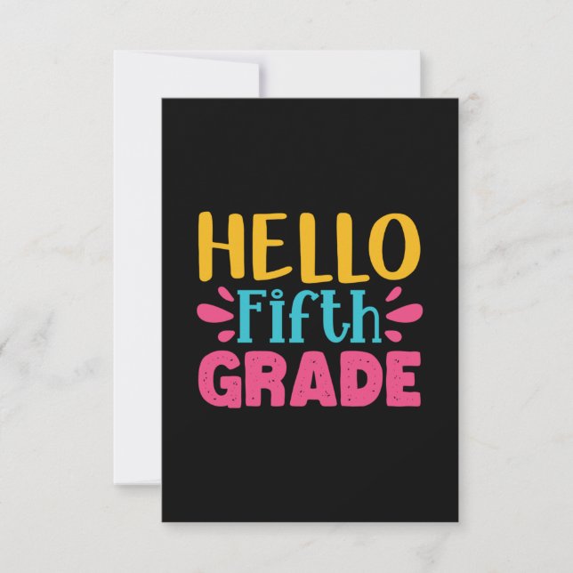 Hello fifth grade thank you card (Front)