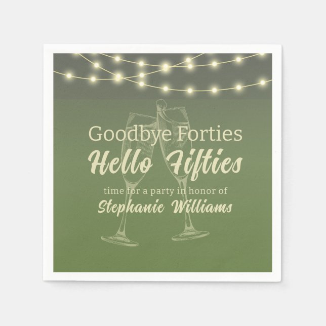 Hello Fifties Summer Backyard 50th Birthday Party  Napkin (Front)