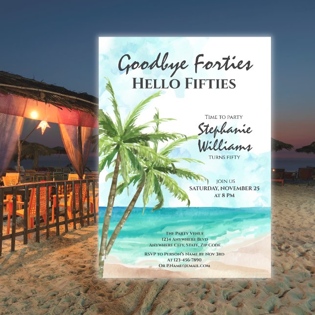 Hello Fifties Summer Beach 50th Birthday Party  Invitation (Creator Uploaded)